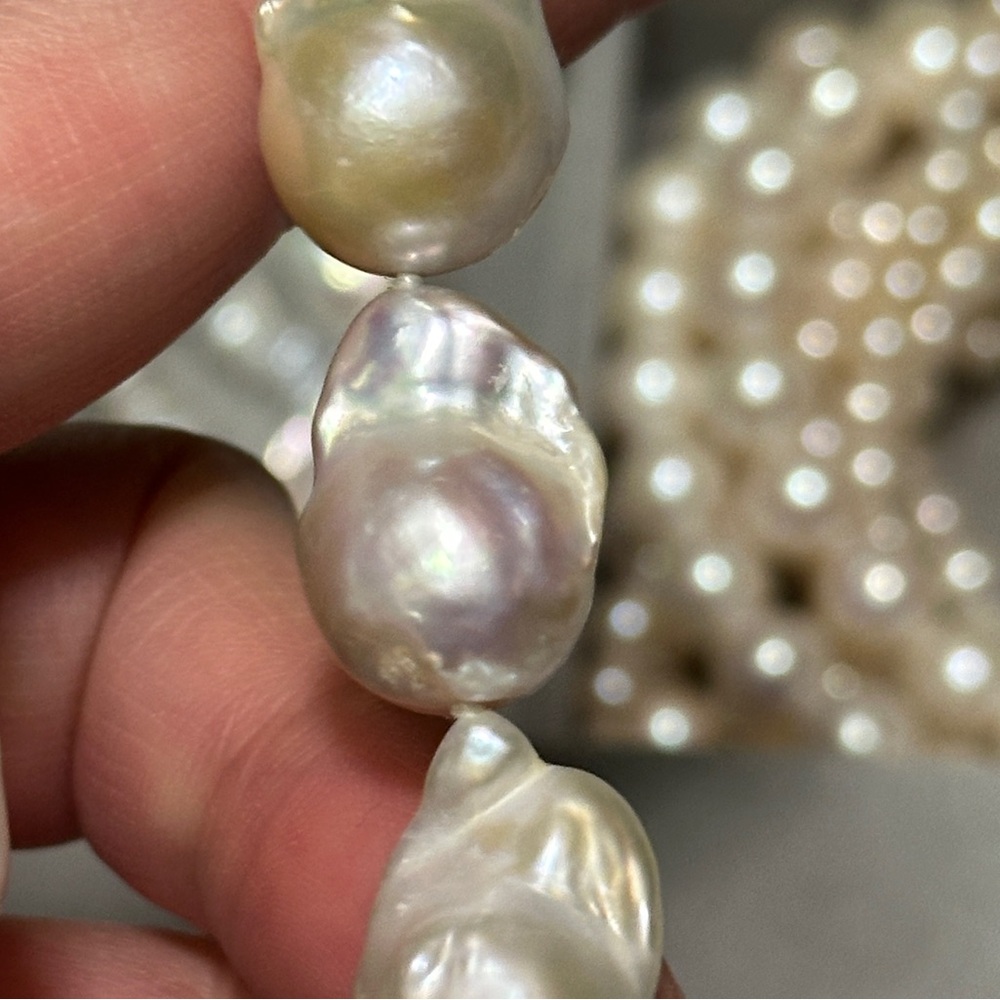 12-23mm White Baroque Freshwater Pearl Necklace - Picture 7 of 14